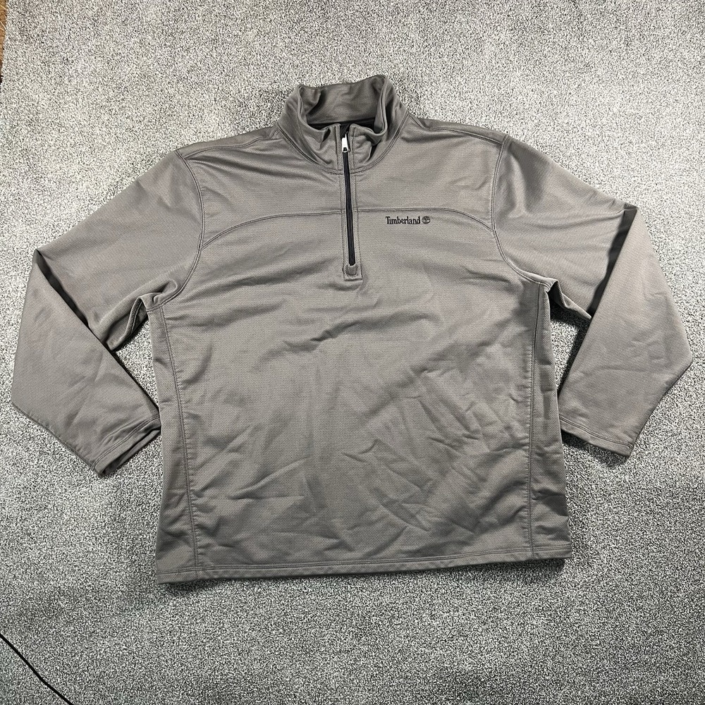 Timberland Mens Quarter Zip Pullover Gray Performance Long Sleeve 2XL RN 36543